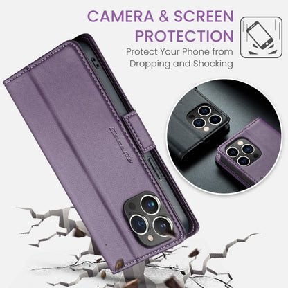 For iPhone 14 Pro Max CaseMe 023 Butterfly Buckle Litchi Texture RFID Anti-theft Leather Phone Case(Pearly Purple) - iPhone 14 Pro Max Cases by CaseMe | Online Shopping UK | buy2fix