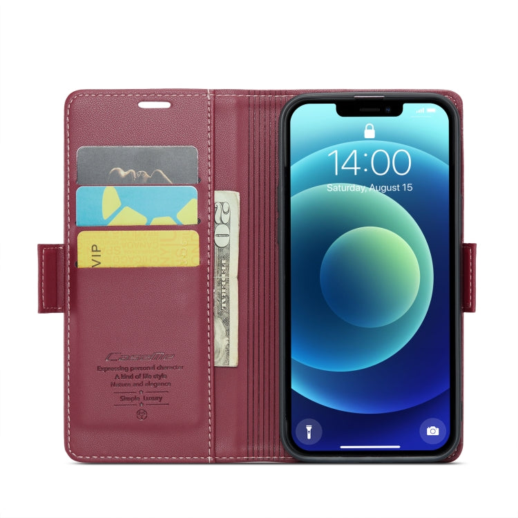 For iPhone 12 / 12 Pro CaseMe 023 Butterfly Buckle Litchi Texture RFID Anti-theft Leather Phone Case(Wine Red) - iPhone 12 / 12 Pro Cases by CaseMe | Online Shopping UK | buy2fix