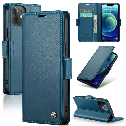 For iPhone 12 mini CaseMe 023 Butterfly Buckle Litchi Texture RFID Anti-theft Leather Phone Case(Blue) - iPhone 12 mini Cases by CaseMe | Online Shopping UK | buy2fix