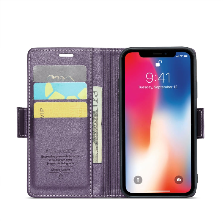 For iPhone XS CaseMe 023 Butterfly Buckle Litchi Texture RFID Anti-theft Leather Phone Case(Pearly Purple) - More iPhone Cases by CaseMe | Online Shopping UK | buy2fix