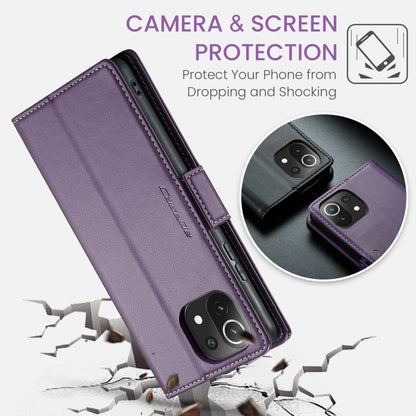 For Xiaomi Mi 11 Lite CaseMe 023 Butterfly Buckle Litchi Texture RFID Anti-theft Leather Phone Case(Pearly Purple) - Xiaomi Cases by CaseMe | Online Shopping UK | buy2fix