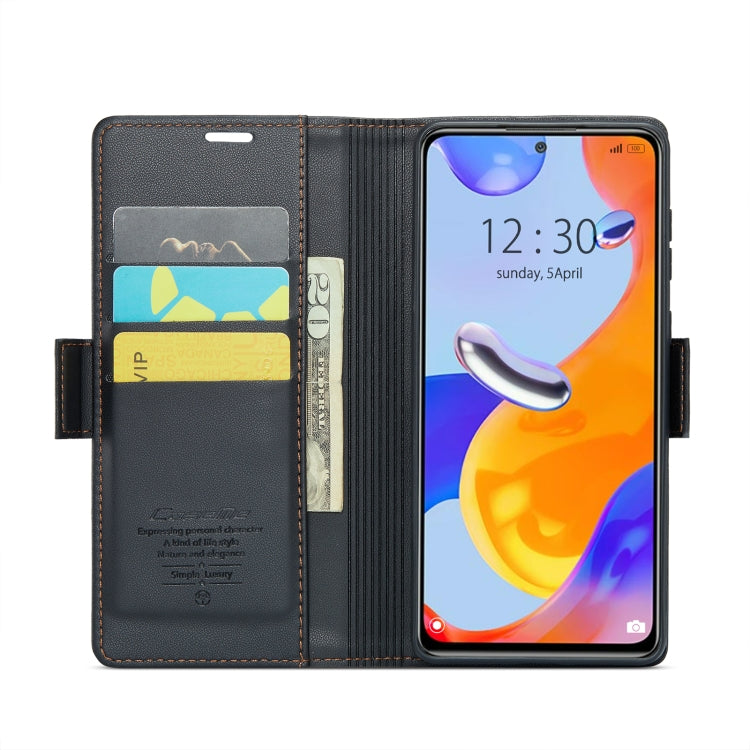 CaseMe 023 Butterfly Buckle Litchi Texture RFID Anti-theft Leather Phone Case For Xiaomi Redmi Note 11 Pro 5G Global/Redmi Note 11 Pro Global(Black) - Redmi Note 11 Pro Case by CaseMe | Online Shopping UK | buy2fix