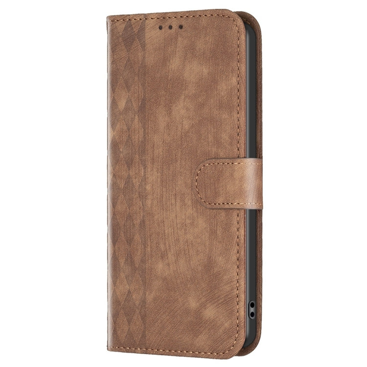 For Xiaomi 12 Lite Plaid Embossed Leather Phone Case(Brown) - Xiaomi Cases by buy2fix | Online Shopping UK | buy2fix