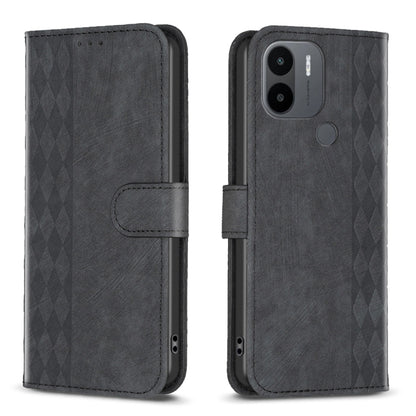 For Xiaomi Redmi A1 / A1+ Plaid Embossed Leather Phone Case(Black) - Xiaomi Cases by buy2fix | Online Shopping UK | buy2fix