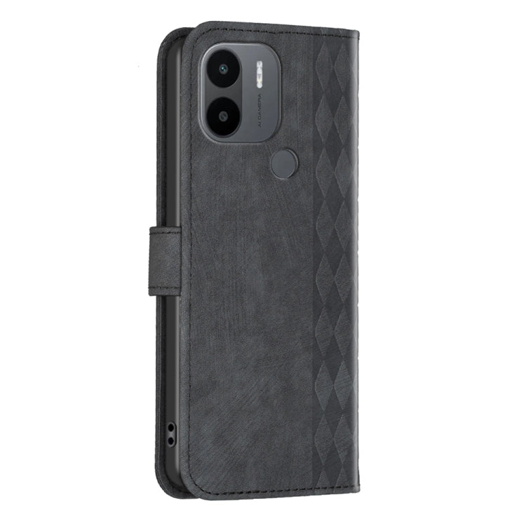 For Xiaomi Redmi A1 / A1+ Plaid Embossed Leather Phone Case(Black) - Xiaomi Cases by buy2fix | Online Shopping UK | buy2fix