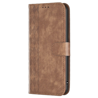 For Xiaomi Redmi Note 9 Pro Plaid Embossed Leather Phone Case(Brown) - Xiaomi Cases by buy2fix | Online Shopping UK | buy2fix