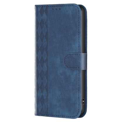 For Xiaomi Redmi Note 11 Plaid Embossed Leather Phone Case(Blue) - Redmi Note 11 Case by buy2fix | Online Shopping UK | buy2fix