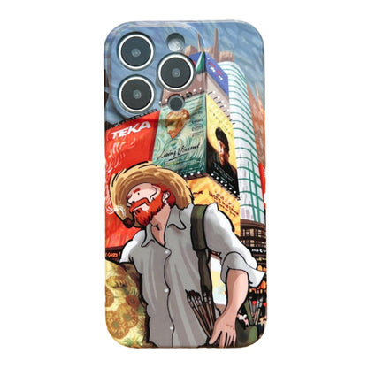 For iPhone 12 Pro Precise Hole Oil Painting Pattern PC Phone Case(Edifice) - iPhone 12 / 12 Pro Cases by buy2fix | Online Shopping UK | buy2fix