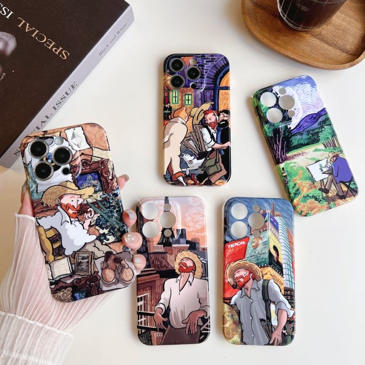 For iPhone 14 Pro Max Precise Hole Oil Painting Pattern PC Phone Case(Tobacco Pipe) - iPhone 14 Pro Max Cases by buy2fix | Online Shopping UK | buy2fix