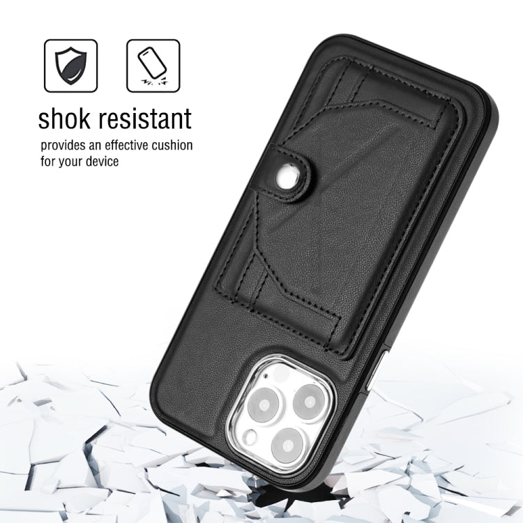 For iPhone 15 Pro Max Shockproof Leather Phone Case with Card Holder(Black) - iPhone 15 Pro Max Cases by buy2fix | Online Shopping UK | buy2fix