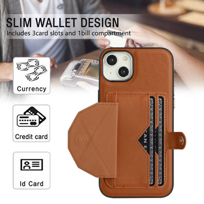 For iPhone 15 Plus Shockproof Leather Phone Case with Card Holder(Brown) - iPhone 15 Plus Cases by buy2fix | Online Shopping UK | buy2fix