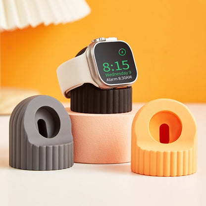 For Apple Watch Wave Pattern Silicone Watch Charging Stand(White) - Charger / Holder by buy2fix | Online Shopping UK | buy2fix