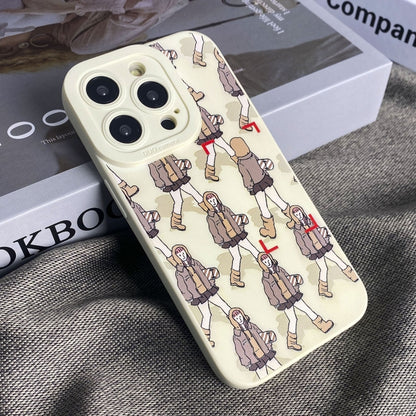 For iPhone 13 Pro Max Liquid Silicone Pedestrians Pattern Phone Case(Beige) - iPhone 13 Pro Max Cases by buy2fix | Online Shopping UK | buy2fix