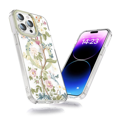 For iPhone 14 Pro MagSafe Magnetic TPU Phone Case(Blue Hydrangea Ball) - iPhone 14 Pro Cases by buy2fix | Online Shopping UK | buy2fix