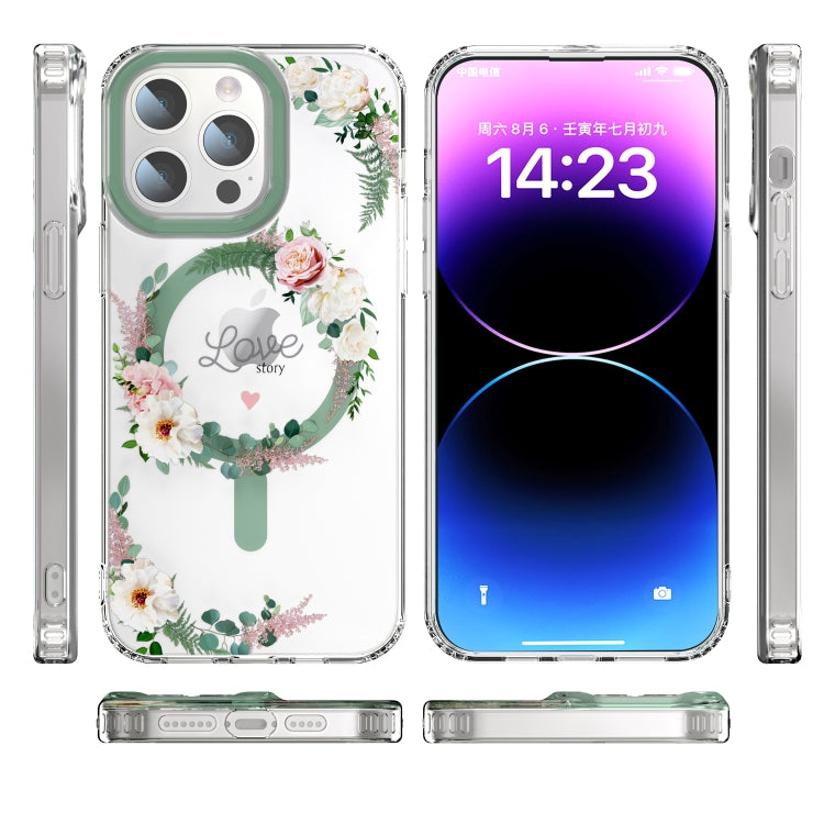 For iPhone 11 MagSafe Magnetic TPU Phone Case(White Pink Rose) - iPhone 11 Cases by buy2fix | Online Shopping UK | buy2fix