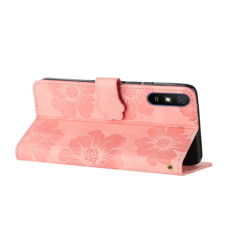 For Xiaomi Redmi 9A Flower Embossing Pattern Leather Phone Case(Pink) - Xiaomi Cases by buy2fix | Online Shopping UK | buy2fix