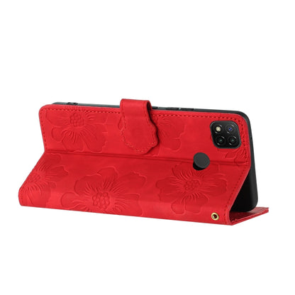 For Xiaomi Redmi 9C Flower Embossing Pattern Leather Phone Case(Red) - Xiaomi Cases by buy2fix | Online Shopping UK | buy2fix