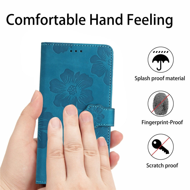 For Xiaomi Redmi Note 12 5G Flower Embossing Pattern Leather Phone Case(Blue) - Note 12 Cases by buy2fix | Online Shopping UK | buy2fix