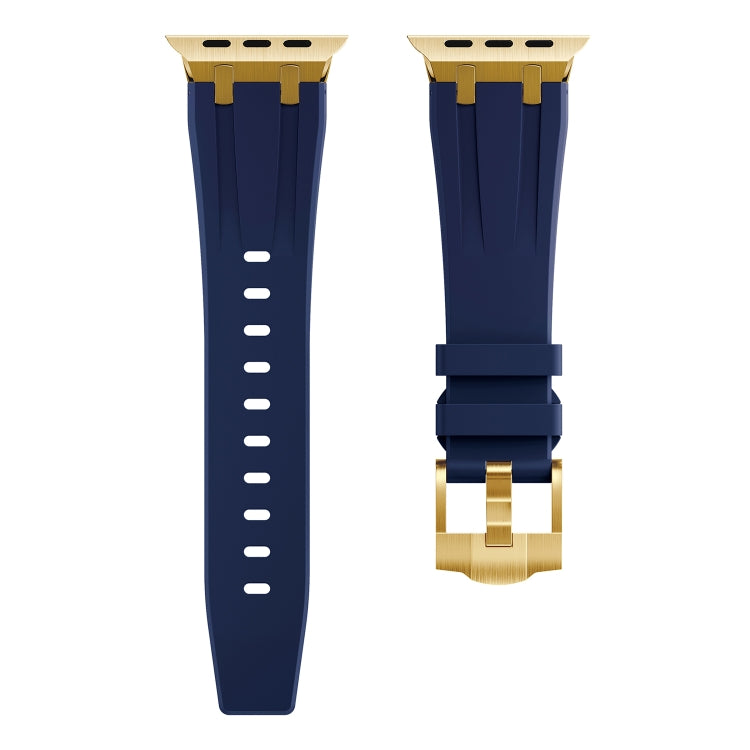 AP Silicone Watch Band For Apple Watch 8 41mm(Gold Blue) - Watch Bands by buy2fix | Online Shopping UK | buy2fix
