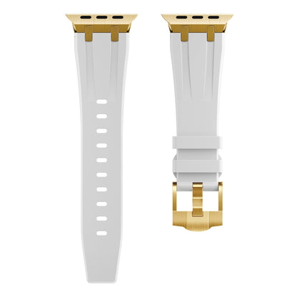 AP Silicone Watch Band For Apple Watch 7 45mm(Gold White) - Watch Bands by buy2fix | Online Shopping UK | buy2fix