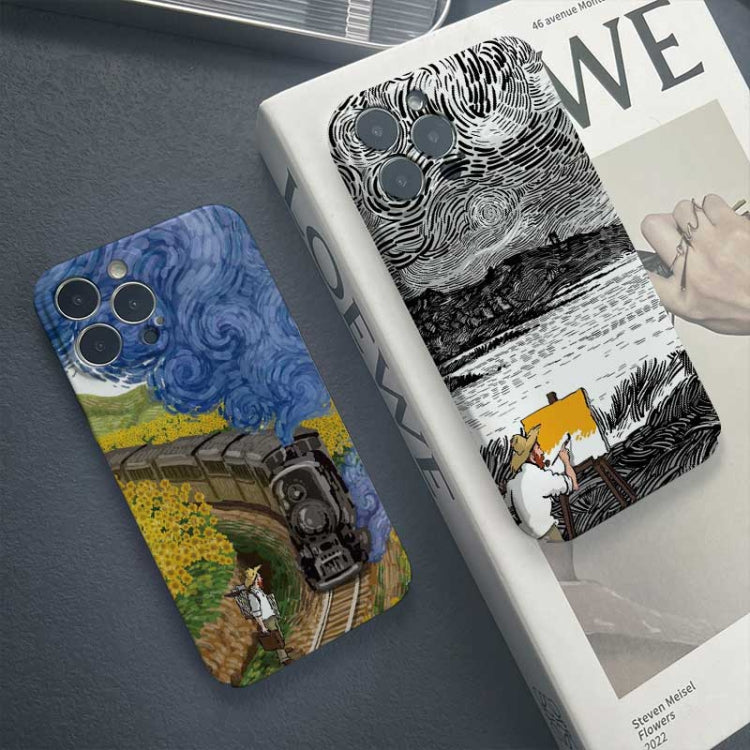 For iPhone 13 Pro Precise Hole Oil Painting Pattern PC Phone Case(Evening Breeze) - iPhone 13 Pro Cases by buy2fix | Online Shopping UK | buy2fix