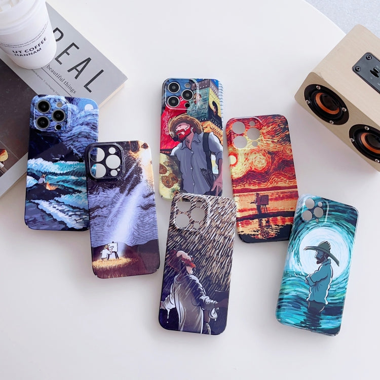 For iPhone 13 Pro Precise Hole Oil Painting Pattern PC Phone Case(Sunset) - iPhone 13 Pro Cases by buy2fix | Online Shopping UK | buy2fix