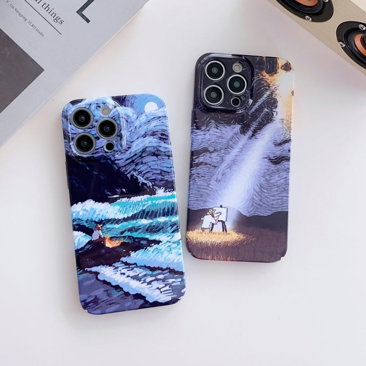For iPhone 13 Pro Max Precise Hole Oil Painting Pattern PC Phone Case(Thinker) - iPhone 13 Pro Max Cases by buy2fix | Online Shopping UK | buy2fix