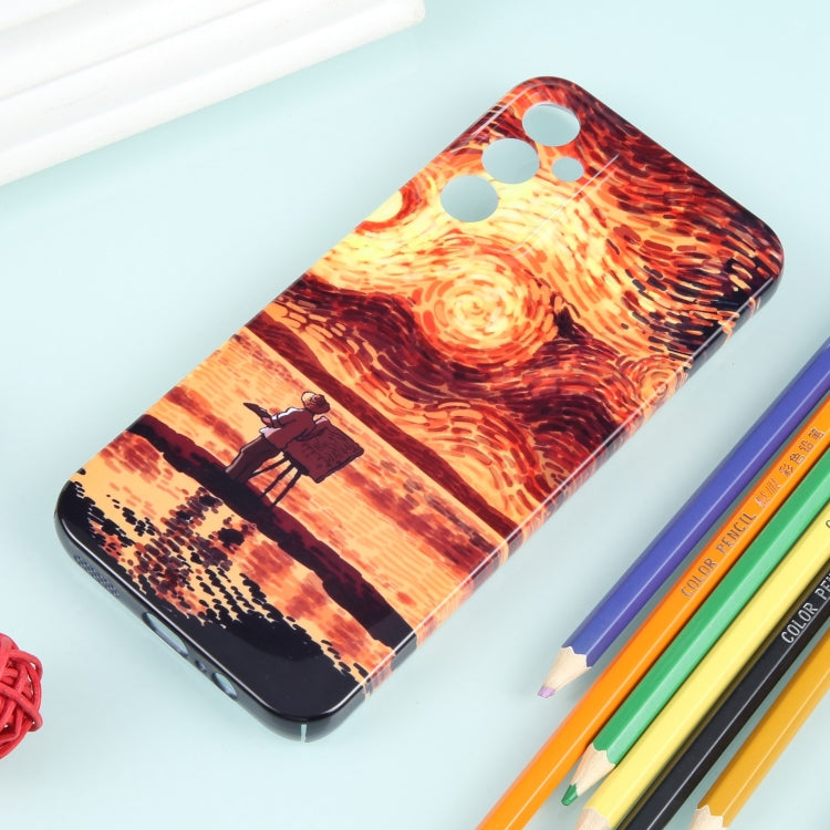 For Samsung Galaxy S22 Ultra 5G Precise Hole Oil Painting Pattern PC Phone Case(Sunset) - Galaxy S22 Ultra 5G Cases by buy2fix | Online Shopping UK | buy2fix