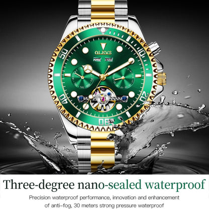 OLEVS 6605 Men Multifunctional Waterproof Mechanical Watch(Green) - Metal Strap Watches by OLEVS | Online Shopping UK | buy2fix