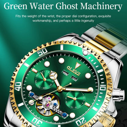 OLEVS 6605 Men Multifunctional Waterproof Mechanical Watch(Green) - Metal Strap Watches by OLEVS | Online Shopping UK | buy2fix