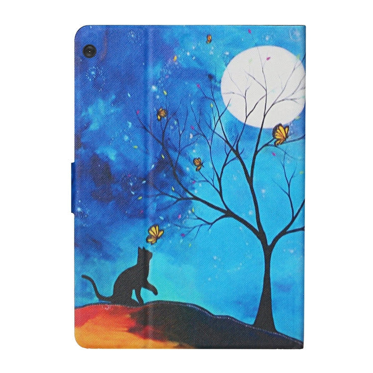 For Lenovo Tab M10 X605F X505 Colored Drawing Pattern Horizontal Flip Leather Case with Holder & Card Slots(Moonlight Cat) - Mobile Accessories by buy2fix | Online Shopping UK | buy2fix