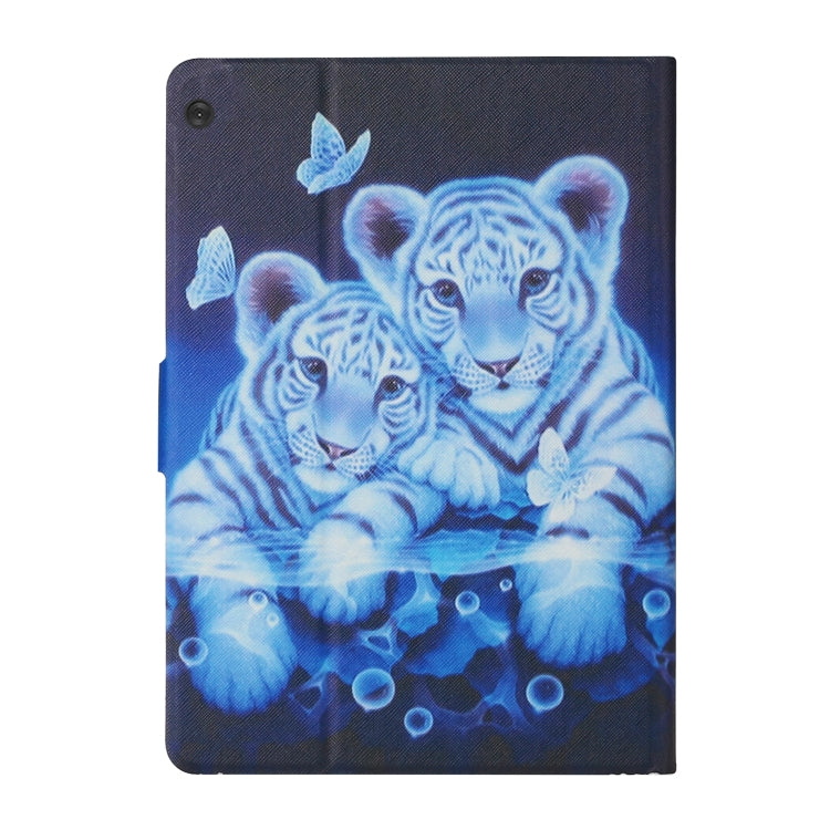 For Lenovo Tab M10 X605F X505 Colored Drawing Pattern Horizontal Flip Leather Case with Holder & Card Slots(Tiger) - Mobile Accessories by buy2fix | Online Shopping UK | buy2fix