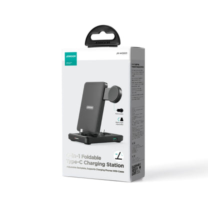 JOYROOM JR-WQS01 4 in 1 Wireless Charging Stand For Type-C Cellphone&Earphone / Samsung Watch Series(Black) - Wireless Charger by JOYROOM | Online Shopping UK | buy2fix