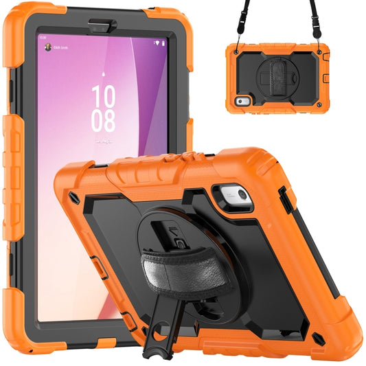 For Lenovo Tab M9 Silicone Hybrid PC Tablet Case with Shoulder Strap(Orange) - For Lenovo by buy2fix | Online Shopping UK | buy2fix