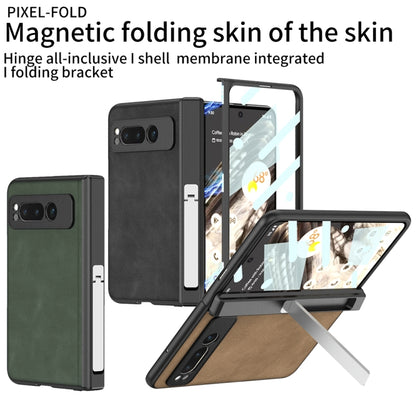 For Google Pixel Fold GKK Integrated Frosted Fold Hinge Leather Phone Case with Holder(Black) - Google Cases by GKK | Online Shopping UK | buy2fix