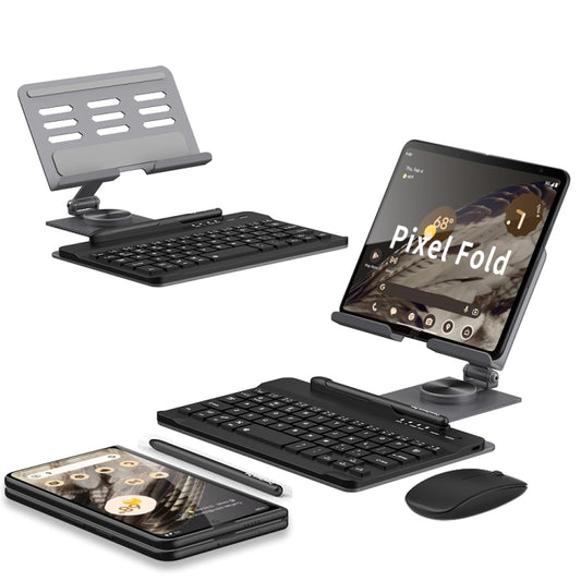 For Google Pixel Fold GKK Folding Bluetooth Keyboard Holder with Pen + Holder + Keyboard + Mouse(Grey) - Others Keyboard by GKK | Online Shopping UK | buy2fix
