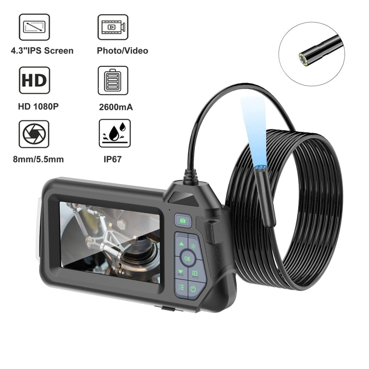 M60 4.3 inch Single Camera with Screen Endoscope, Length:5m(8mm) -  by buy2fix | Online Shopping UK | buy2fix