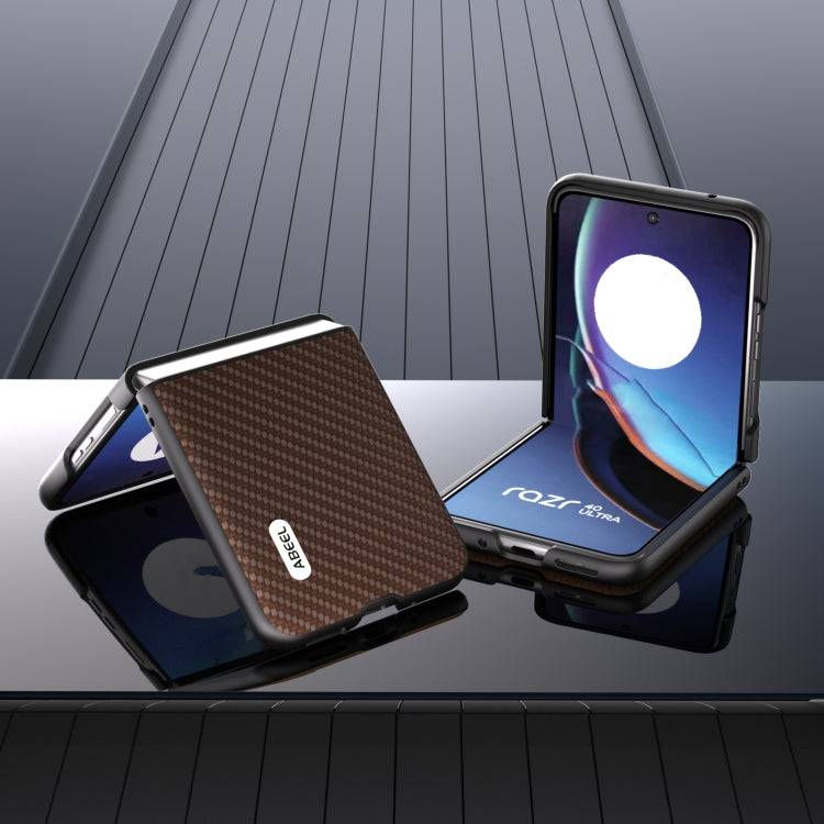 For Motorola Razr 40 Ultra ABEEL Carbon Fiber Texture Protective Phone Case(Dark Brown) - Motorola Cases by buy2fix | Online Shopping UK | buy2fix