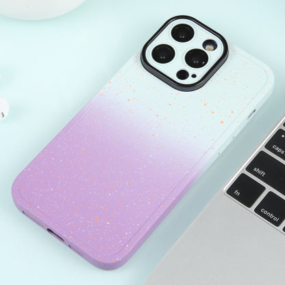 For iPhone 14 Pro Gradient Starry Silicone Phone Case with Lens Film(White Purple) - iPhone 14 Pro Cases by buy2fix | Online Shopping UK | buy2fix