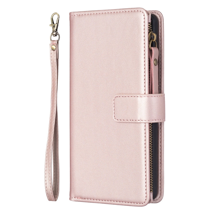 For Samsung Galaxy S23 FE 5G 9 Card Slots Zipper Wallet Leather Flip Phone Case(Rose Gold) - Galaxy S23 FE 5G Cases by buy2fix | Online Shopping UK | buy2fix