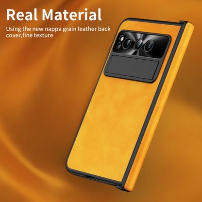 For Google Pixel Fold Integrated Napa Texture All-inclusive Phone Case with Hinge(Yellow) - Google Cases by buy2fix | Online Shopping UK | buy2fix