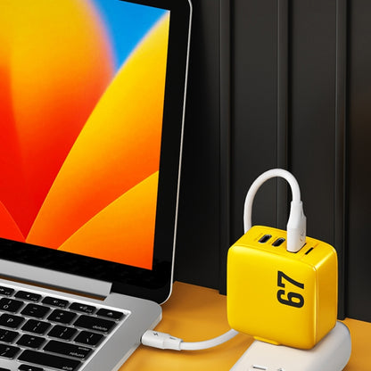 WK WP-U141 67W USB+Double USB-C / Type-C GaN Charger, Plug:CN Plug(Yellow) - USB Charger by WK | Online Shopping UK | buy2fix