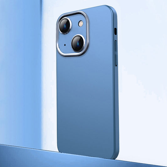 For iPhone 14 Frosted Metal Material Phone Case with Lens Protection(Blue) - iPhone 14 Cases by buy2fix | Online Shopping UK | buy2fix