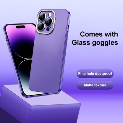 For iPhone 14 Pro Max Frosted Metal Material Phone Case with Lens Protection(Dark Blue) - iPhone 14 Pro Max Cases by buy2fix | Online Shopping UK | buy2fix