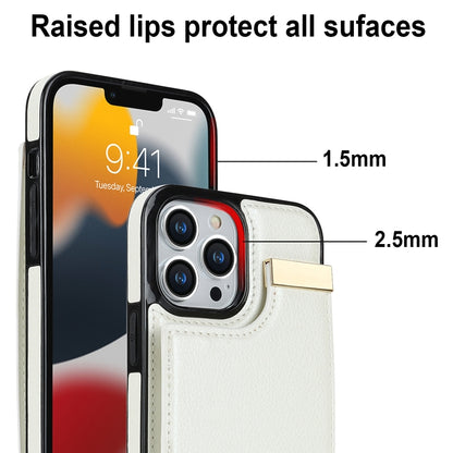For iPhone 13 Pro Max Metal Buckle Card Slots Phone Case(White) - iPhone 13 Pro Max Cases by buy2fix | Online Shopping UK | buy2fix
