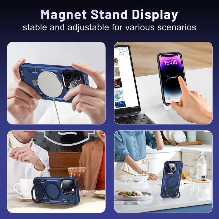 For iPhone 13 Pro Max Patronus MagSafe Magnetic Holder Phone Case(Navy Blue) - iPhone 13 Pro Max Cases by buy2fix | Online Shopping UK | buy2fix