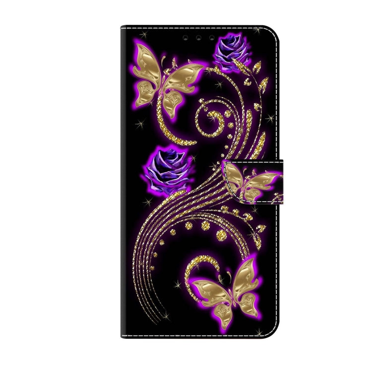 For Xiaomi Redmi Note 12 4G Crystal 3D Shockproof Protective Leather Phone Case(Purple Flower Butterfly) - Xiaomi Cases by buy2fix | Online Shopping UK | buy2fix