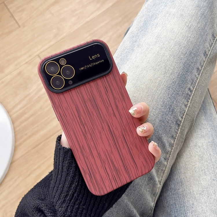 For iPhone 11 Pro Max Wood Grain TPU Phone Case with Lens Film(Red) - iPhone 11 Pro Max Cases by buy2fix | Online Shopping UK | buy2fix