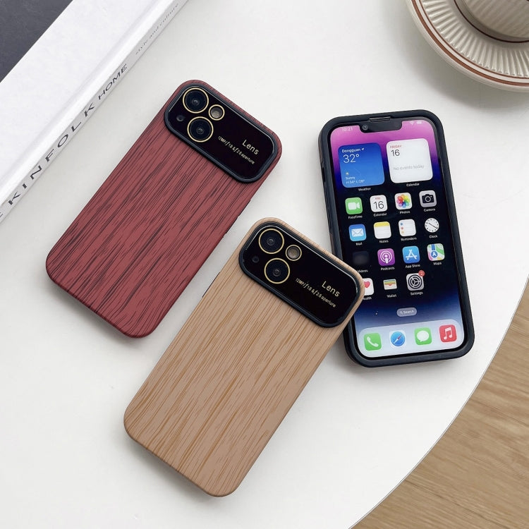 For iPhone 12 Pro Max Wood Grain TPU Phone Case with Lens Film(Grey) - iPhone 12 Pro Max Cases by buy2fix | Online Shopping UK | buy2fix