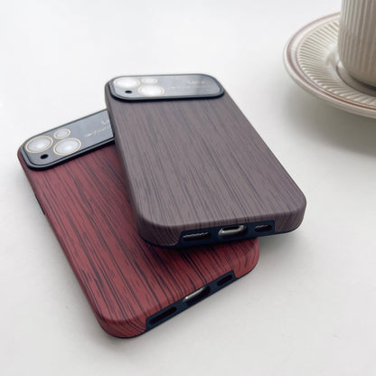 For iPhone XS Max Wood Grain TPU Phone Case with Lens Film(Grey) - More iPhone Cases by buy2fix | Online Shopping UK | buy2fix